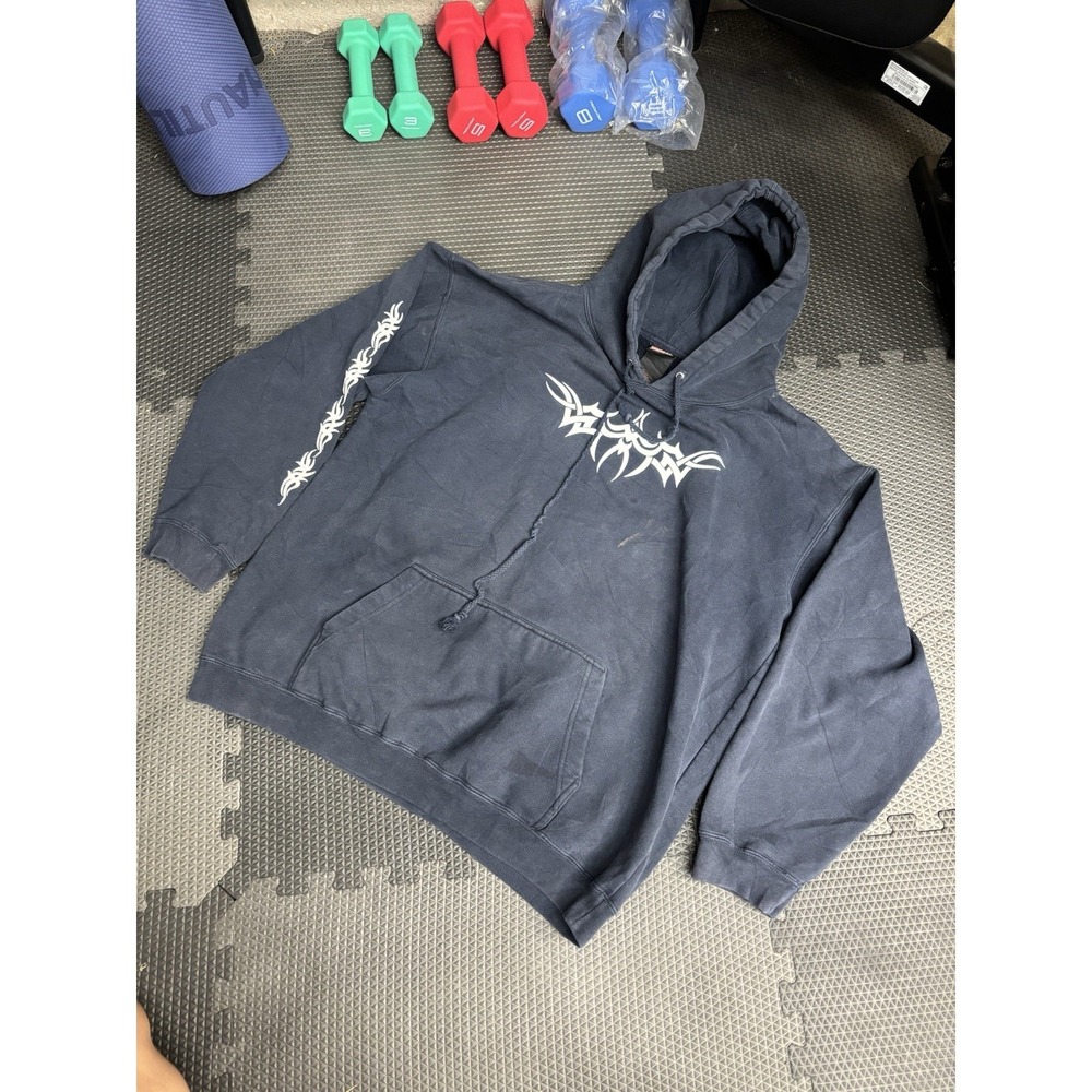 Verbal Assault Hoodie Punk Rock Hoodie sweatshirt Navy Blue Men's XL